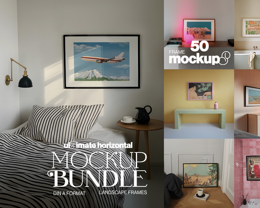 50 Retro Frame Mockups Bundle - Horizontal DIN A Ratio