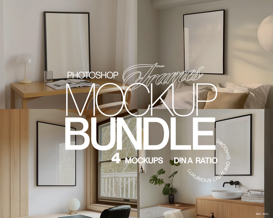 DIN A Black Frame Luxury Mockup Bundle of 4