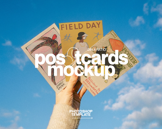 Three Postcards Blue Sky Mockup