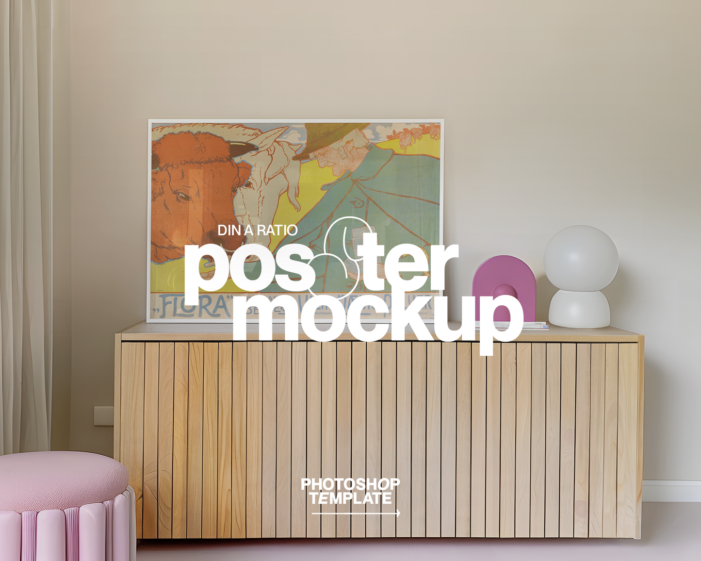 DIN A Landscape Frame Pastel Interior Mockup