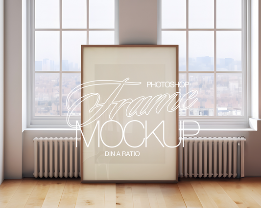 DIN A Leaning Frame Loft Window Mockup