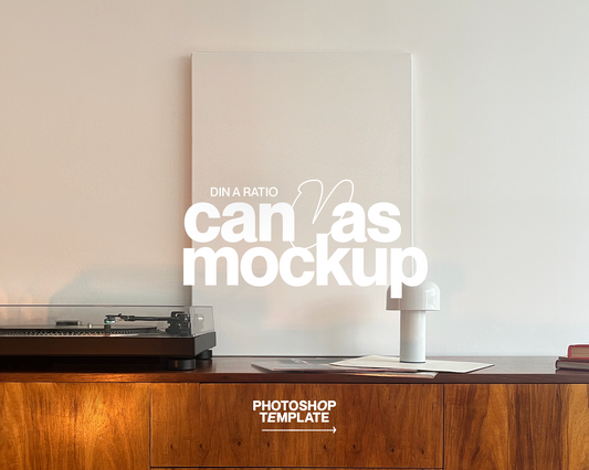 DIN A Vertical Canvas on Sideboard Mockup