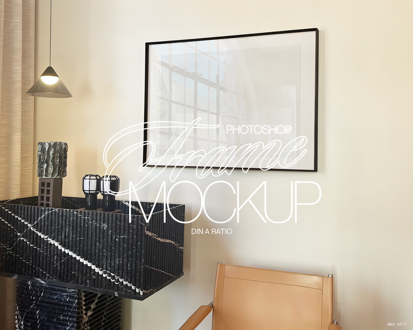 DIN A Black Landscape Frame Lux Decor Interior Mockup