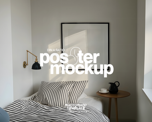 Square Black Frame in Minimalist Bedroom Mockup