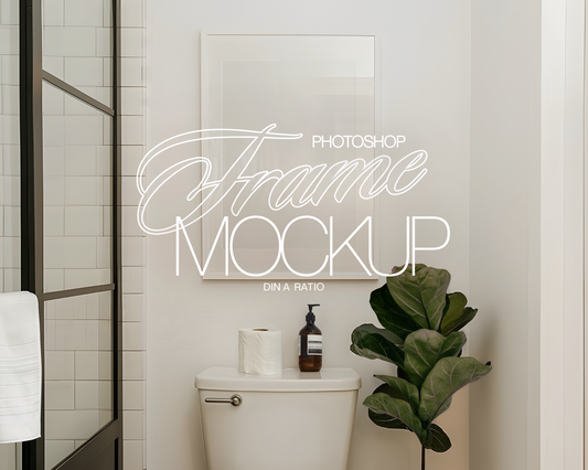 DIN A White Frame in Wash Room Mockup