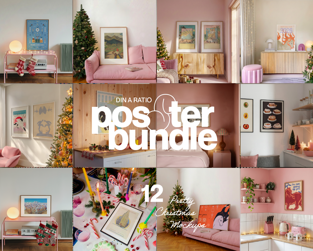 The Pretty Christmas Bundle: 12 DIN A Frame Mockups
