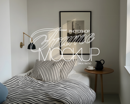 DIN A Black Frame Trendy Boho Bed Mockup