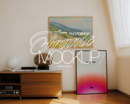 DIN A Horizontal and Vertical Frame in Classic Interior Mockup