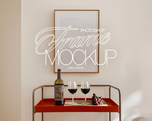 DIN A Frame with Retro Red Bar Cart Mockup