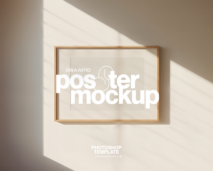 DIN A Horizontal Wood Frame in Minimalist Scene Mockup
