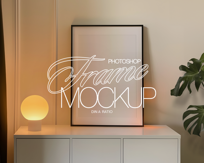 DIN A Black Frame Retro Lamp Mockup