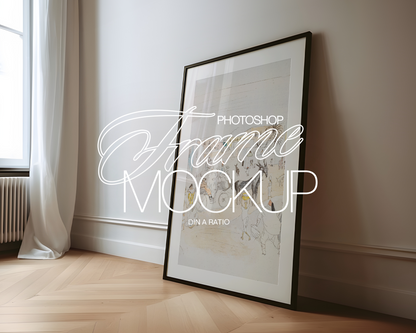 DIN A Black Leaning Frame Side-Angle Mockup