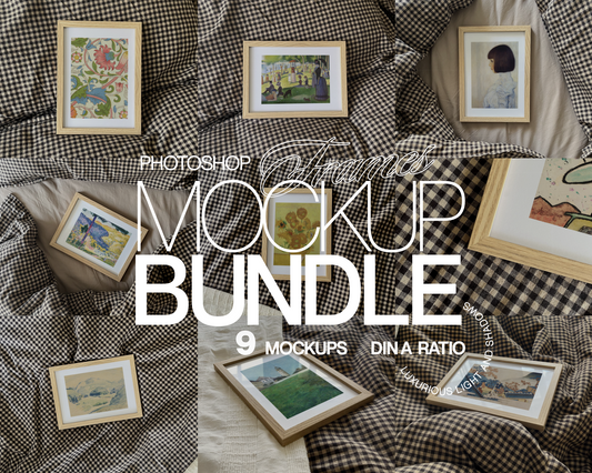 9 Art Frame Mockups Bundle Gingham Bedroom