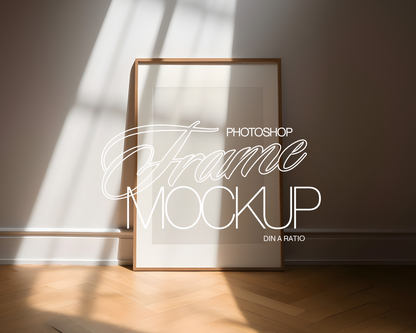 DIN A Wood Frame Dramatic Lighting Mockup