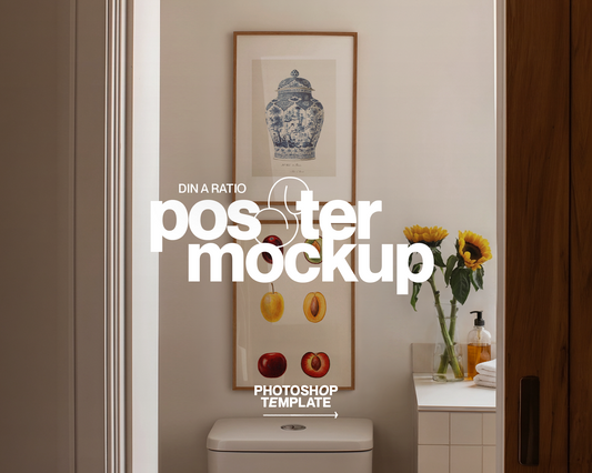 Two DIN A Vertical Frames in Bathroom Scene