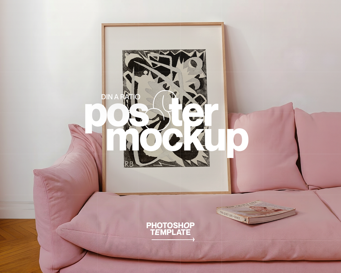 DIN A Frame on Pink Couch Mockup