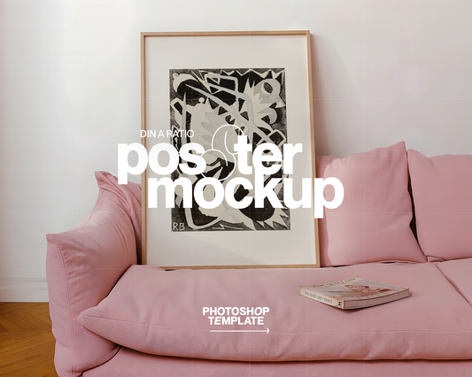 DIN A Frame on Pink Couch Mockup