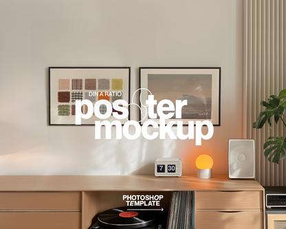 DIN A Set of Two Landscape Frames Retro Mockup