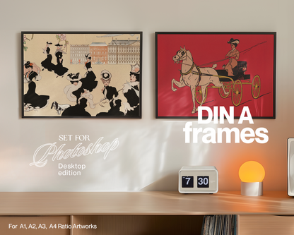 DIN A Set of Two Landscape Frames Retro Mockup