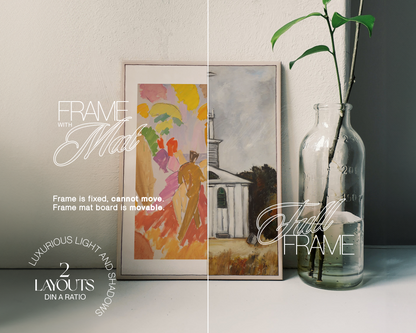 DIN A Light Wood Frame with Glass Vase Mockup