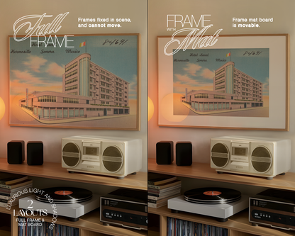 DIN A Large Landscape Frame in Retro Scene Mockup