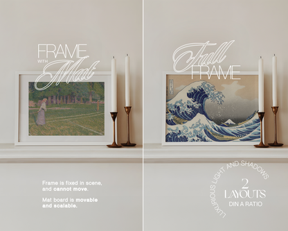 DIN A Landscape White Frame Classic Candles Scene Mockup