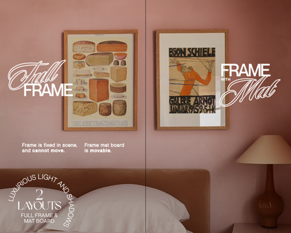 DIN A Wooden Frame Due Pastel Bedroom Mockup