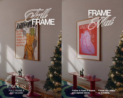 DIN A Wood Frame in Christmas Retro Scene Mockup
