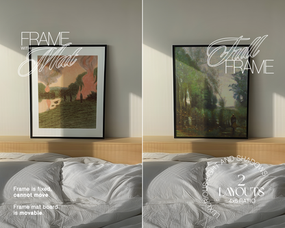 4x5 Black Frame on Headboard in Bedroom Mockup