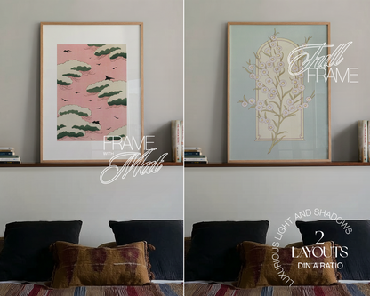DIN A Vertical Frame Bohemian Bedroom Mockup