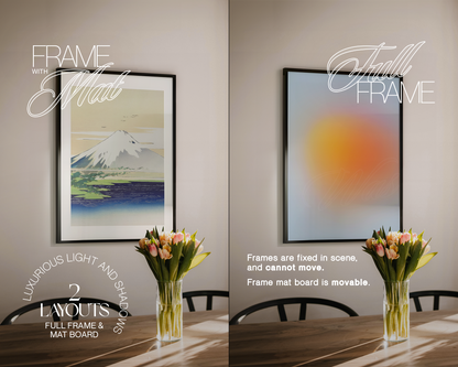 DIN A Black Frame Dining with Flowers Mockup