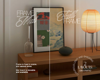 DIN A Black Frame Japandi Mockup