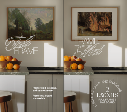 DIN A Landscape Frame in Classic Kitchen Mockup