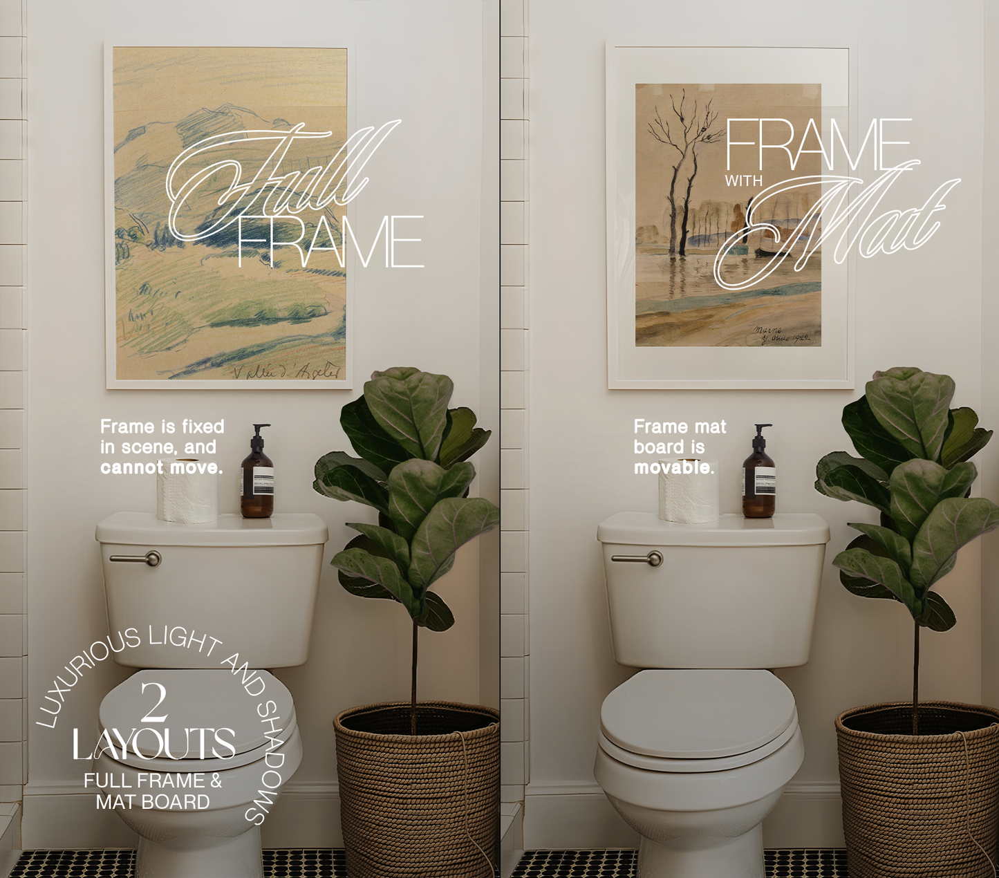 DIN A White Frame in Wash Room Mockup