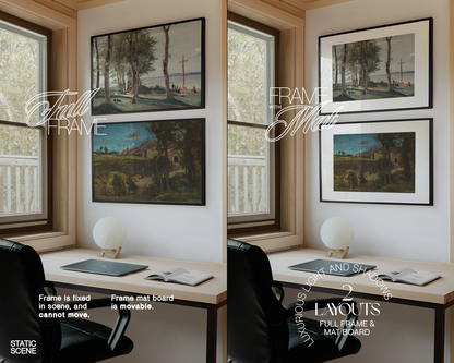 DIN A Landscape Frame Duo in Minimalist Study Mockup