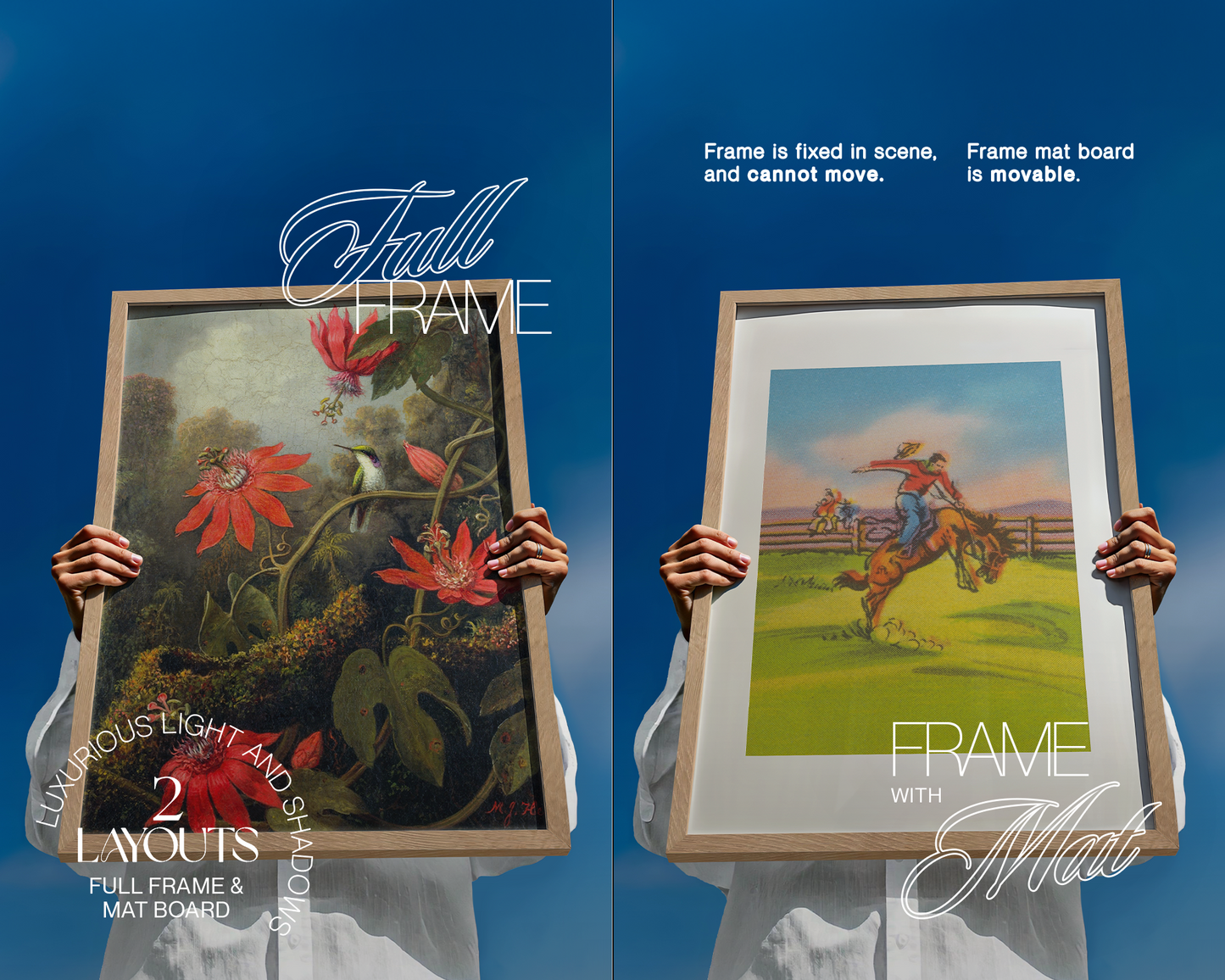 DIN A Wood Frame Blue Sky Mockup