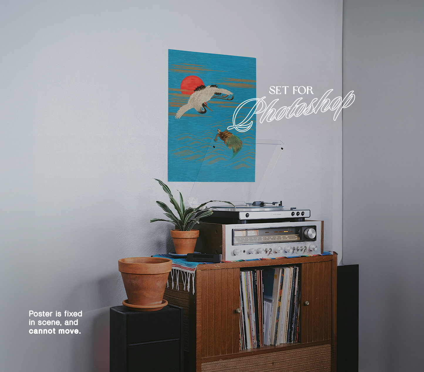 DIN A Poster with Vinyl Player Mockup