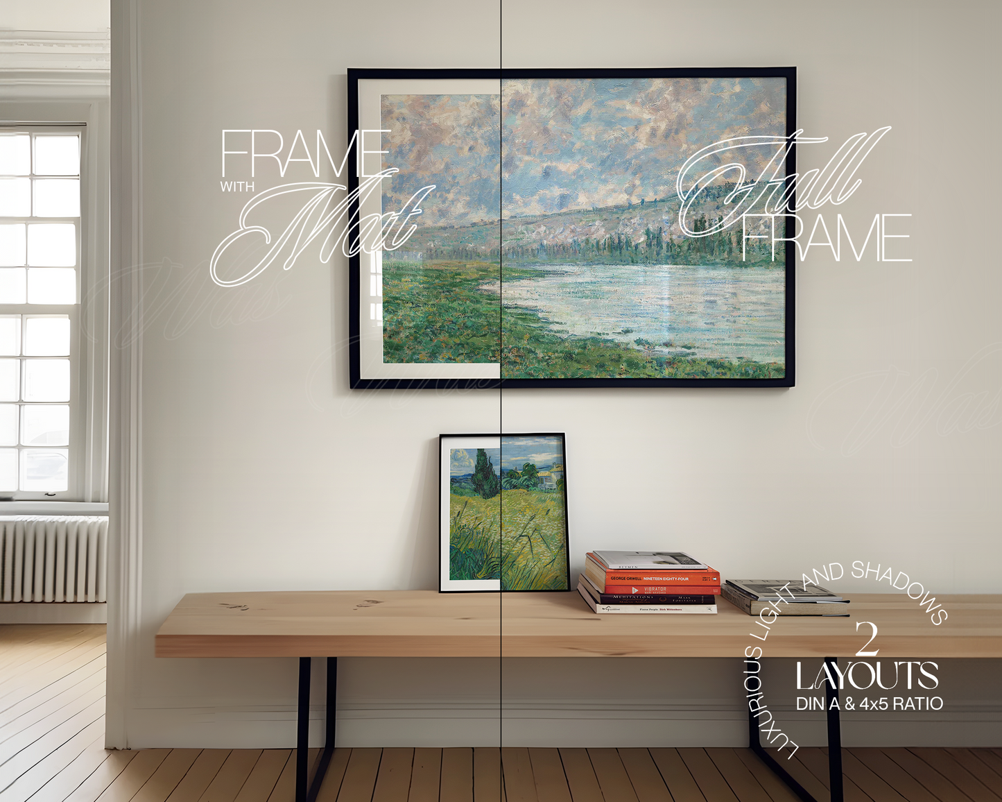 DIN A Landscape Frame and 4x5 Vertical Frame Loft Mockup