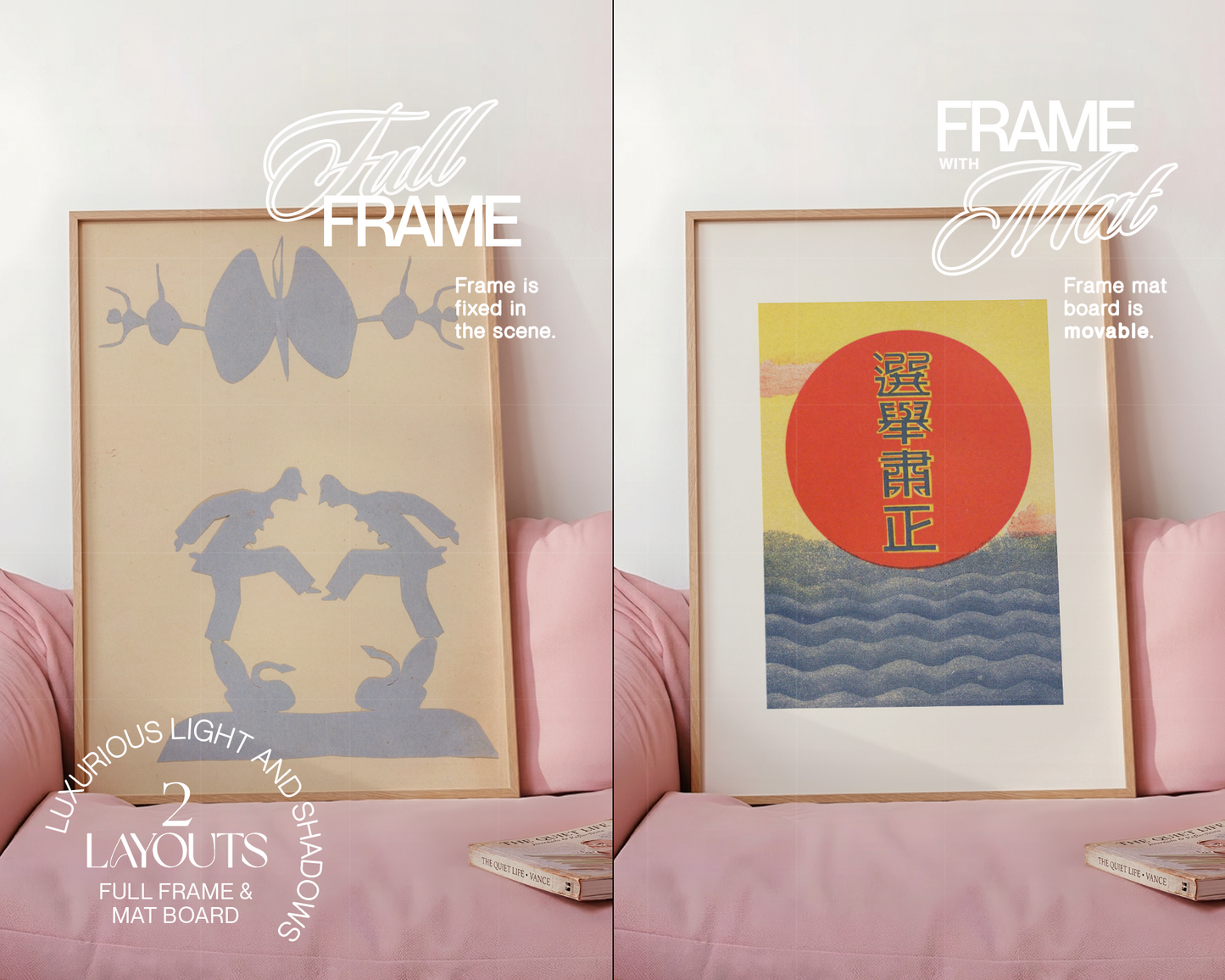 DIN A Frame on Pink Couch Mockup
