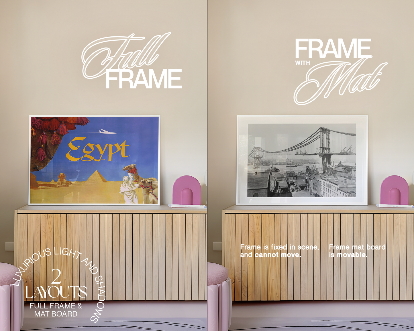 DIN A Landscape Frame Pastel Interior Mockup