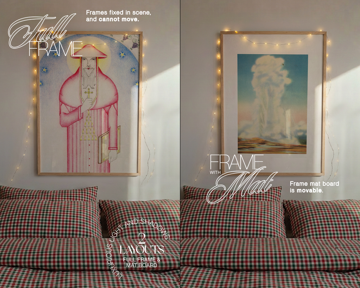 Vertical Frame Festive Bedroom Mockup