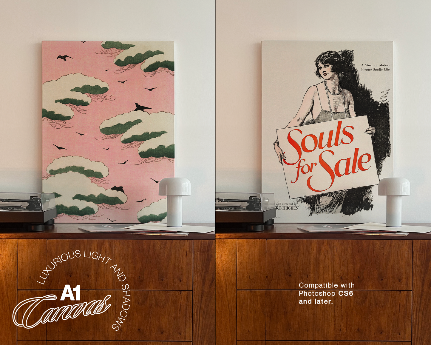 DIN A Vertical Canvas on Sideboard Mockup