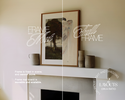 DIN A Frame Above Fireplace with Sunlight Mockup