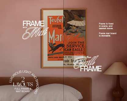 DIN A Vertical Frame in Pastel Pink Bedroom Mockup