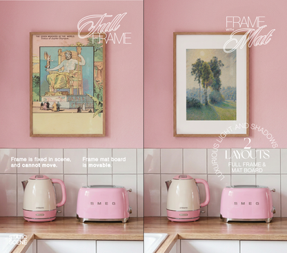 DIN A Vertical Frame in Pink Kitchen Mockup