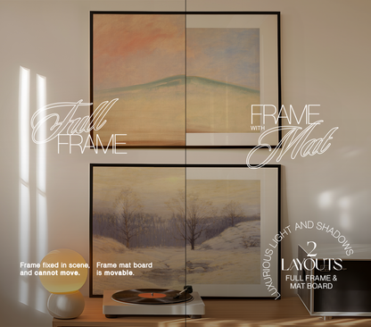 DIN A Landscape Frames Retro Scene Vinyl Player Mockup