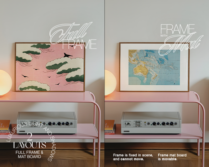 Set of Two White Frames Pastel Scene Mockup