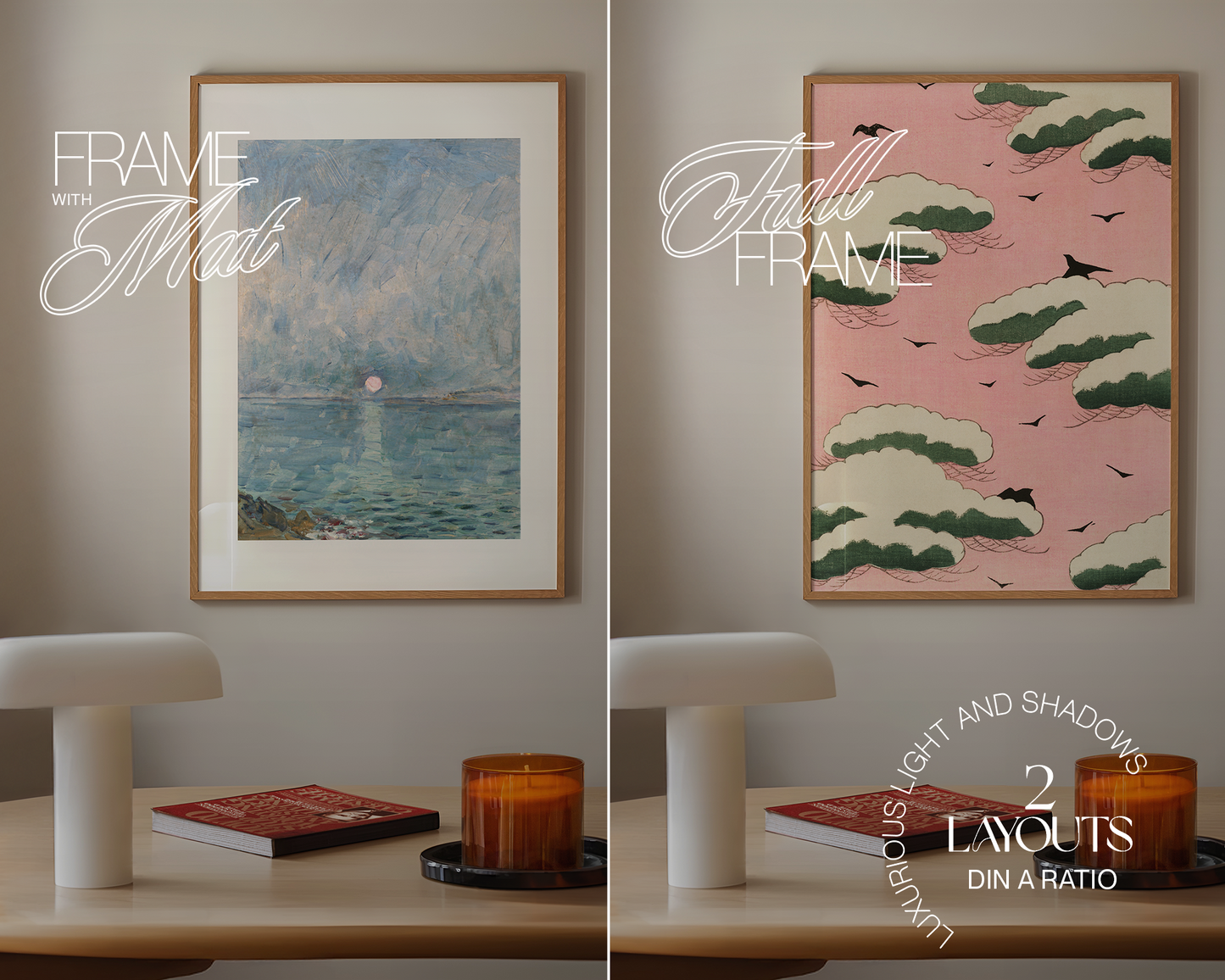 DIN A Wood Frame in Simple Retro Scene
