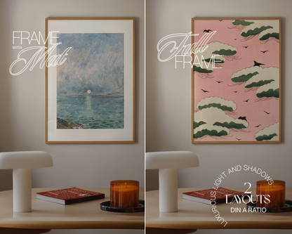 DIN A Wood Frame in Simple Retro Scene