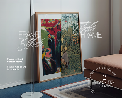 4x5 Wood Frame in Retro Interior Mockup